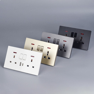 Mehrere Stile 86 Typ Universal 5-polige Schalter buchse mit Neonlicht buchse mit USB-Doppelwand-Netzschalter mit Zertifizierung - Product Image 3