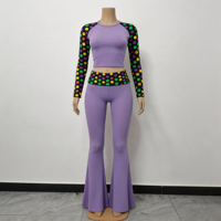 Ensemble de vêtements de yoga pour femmes en 3 pièces, haut court à manches longues, pantalon évasé, bandeau, motif camouflage, logo personnalisé, OEM ODM, vêtements décontractés