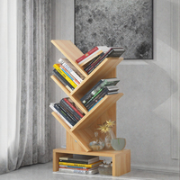 Étagère à livres en bois design arbre minimaliste moderne, étagère à livres en forme d'arbre à 5 niveaux avec étagère ouverte inclinée pour la décoration de la pièce