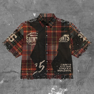 Conjunto Personalizado <span class=keywords><strong>de</strong></span> Fábrica <span class=keywords><strong>de</strong></span> Shorts Cortos <span class=keywords><strong>de</strong></span> Mezclilla y Camisa <span class=keywords><strong>de</strong></span> <span class=keywords><strong>Franela</strong></span> Tejida con Diseño Serigrafiado <span class=keywords><strong>para</strong></span> <span class=keywords><strong>Hombre</strong></span> - Product Image 3