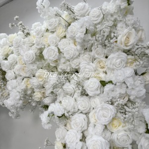 Chemin de table floral personnalisé 240*60cm, arrangement de fleurs en soie blanche, décoration luxuriante pour allée de mariage, anniversaire, cérémonie, décoration florale - Product Image 5