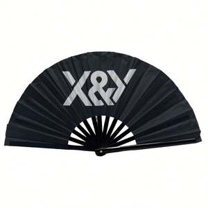 Abanico de Bambú de Poliéster Satinado de 33 cm con Impresión de Logotipo Personalizado, Estilo de Arte Folclórico Tradicional con Diseño de Arcoíris Tallado y Orgullo Gay - Product Image 2