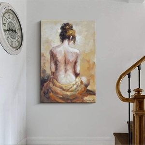 Arte de pared Sexy para mujer, pintura de espalda desnuda, lienzo pintado a mano, decoración de pared moderna/moderna - Product Image 5