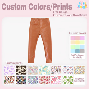 Leggings longs personnalisables pour filles, taille élastique, coupe ajustée, pantalon de tous les jours, possibilité d'impression personnalisée, couleur et logo pour les petites filles - Product Image 3