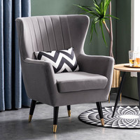 AC168 Luxe Bois Poltronas Mesa De Cha Velours Accent Tissu Bras Canapé Unique Or Chaise Longue Pour Salon