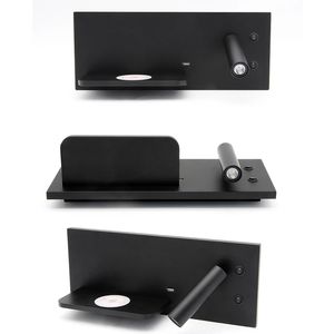 Applique <span class=keywords><strong>murale</strong></span> LED avec chargeur sans fil, lampe USB pour chambre à coucher, éclairage <span class=keywords><strong>de</strong></span> chevet d'hôtel, rétro-éclairé, idéale pour la lecture - Product Image 3