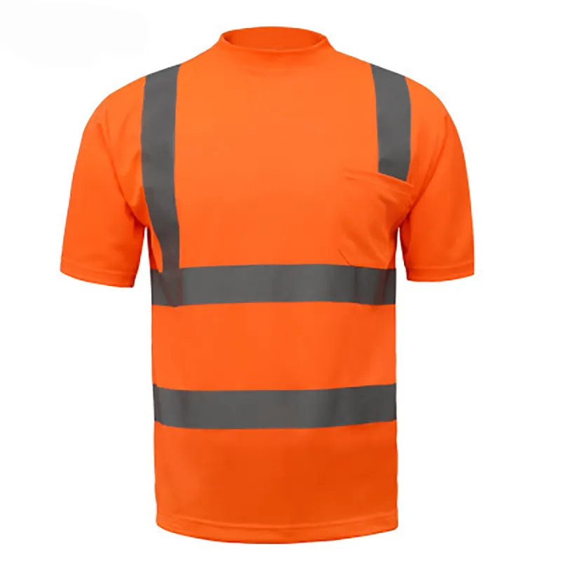 Camiseta de manga corta de construcción de alta visibilidad personalizada, camisas de trabajo de seguridad Hi Vis, venta al por mayor