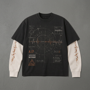 เสื้อยืดแขนยาวสองชั้น 400 กรัม ผ้าฝ้าย 100% พิมพ์ลายกราฟิกทรงโอเวอร์ไซส์ แขนวาฟเฟิล เนื้อผ้าหนา สไตล์สตรีทแวร์ สำหรับผู้ชาย - Product Image 1