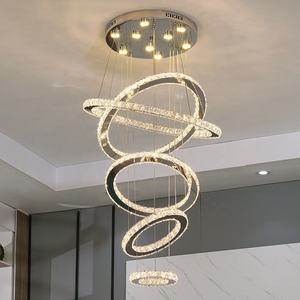 Zèle Éclairage 5 7 Anneau DIY Moderne Pendentif Éclairage Villa De Luxe Escalier Led Anneau Lustre En Cristal - Product Image 2