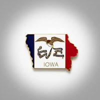 GREPAS GIFTS Épinglette de revers en forme de drapeau de l'État de l'Iowa plaqué or, 1,25 pouce