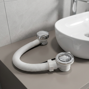 Filtro per scarico vasca da bagno moderno in plastica cromata flessibile a scomparsa con troppopieno per bagno - Vendita all'ingrosso - Product Image 1