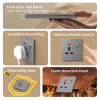 Interruptor de pared con toma de corriente para decoración del hogar, estándar británico BS1363, 10A, 250V~, con panel ultrafino IP16