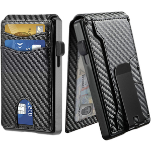 Hot Sale Smart Pop up <strong>Mens</strong> RFID <strong>Wallet</strong> <strong>with</strong> <strong>Money</strong> <strong>Clip</strong> Slim Microfiber Leather Credit Card Purse Metal Aluminum Card Holder - Product Image 1