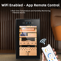 Humidor Électrique Intelligent avec Contrôle WiFi, Verrouillage par Empreinte Digitale, Plateau en Bois de Cèdre, Cycle de Refroidissement par Compresseur et Ventilation Forçée