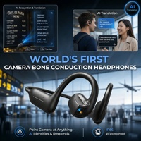 Casque intelligent à conduction aérienne E12 avec caméra 8MP, traduction IA, enregistrement photo, vidéo et audio, écouteurs sportifs à oreille ouverte