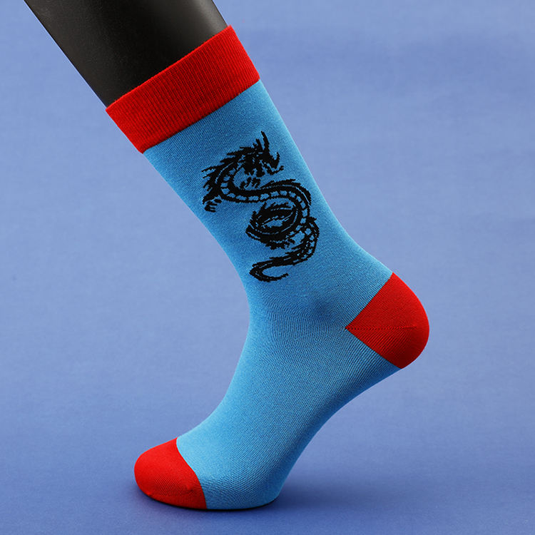 Azul-Dragón chino que hace punto