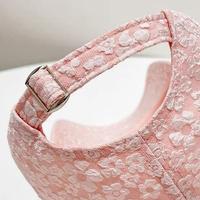 Casquette de baseball brodée pour femme, avec dentelle florale et perles, réglable, chapeau d'été anti-UV