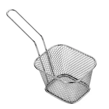 Keranjang penggorengan Mini Stainless Steel, alat penyaring keranjang memasak dapur, keranjang kentang goreng 1P