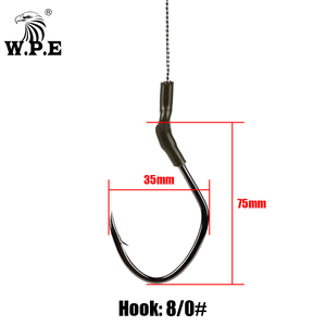 Hameçons pour carpes et poissons-chats W.P.E, corde de connexion, barbelé, grande taille, groupe d'hameçons de pêche, accessoires de pêche - Product Image 3