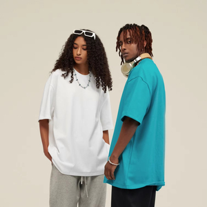 Échantillon Gratuit T-shirts Homme 100% Coton Personnalisables avec Logo, T-shirts Vides Lavés de Haute Qualité, Coupe Oversize à Épaules Tombantes pour Hommes - Product Image 3