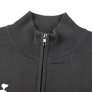 Fabrication de tricots Logo personnalisé Cardigan à manches longues avec fermeture éclair pour hommes, veste en tricot à poitrine ouverte 100% pull d'hiver en coton - Product Image 1