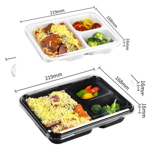 Vente en gros de contenants d'emballage alimentaire à emporter en CPET à 3 compartiments, compatibles micro-ondes, jetables, en plastique, avec couvercle - Product Image 2