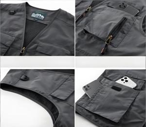 Chaleco de Pesca Multibolsillos |   Chaqueta sin Mangas Transpirable para Hombre, Ropa de Trabajo de Primavera |   Chaleco Ligero Vintage para Exteriores - Product Image 4