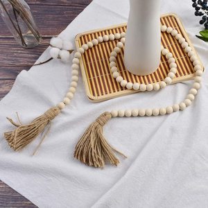 Perline da fattoria perline di legno ghirlanda preghiera rustica con nappe decorazione da appendere alla parete del paese di natale - Product Image 5