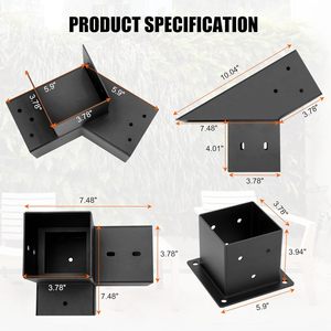 30 °   <span class=keywords><strong>Kit</strong></span> de supports pour pergola inclinée, ensemble complet pour pergola en bois de 4 x 4 pouces, <span class=keywords><strong>kit</strong></span> de supports résistant aux intempéries pour abris de voiture, jardins - Product Image 3