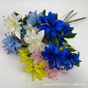 Fleurs artificielles Qiye, lys en soie à 5 têtes, branche haute pour décoration de mariage, maison et jardin - Product Image 2