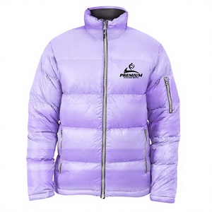 Veste matelassée pour homme à imprimé géométrique bleu avec col montant, coupe-vent, manteau d'hiver, coupe régulière, rembourrage en polyester, style décontracté - Product Image 3