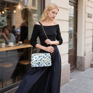 <b>Small</b> Blue Floral Custom <b>Leather</b> Crossbody <b>Bag</b> Shoulder Purse with Chain Strap Minimalist Square Handbag for Work Daily - Product Image 4