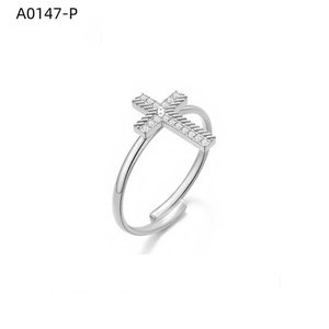 Amy Amy <b>Cross</b> <b>Ring</b> 925 <b>Silver</b> Plated Cubic Zirconia Women's Religious Jewelry Daily Wear Gift - Product Image 2