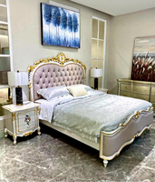 Cadre de lit élégant en bois de hêtre de style américain, tête de lit en cuir, hauteur réglable, mobilier pour la maison, chambre à coucher, salon, hôtel