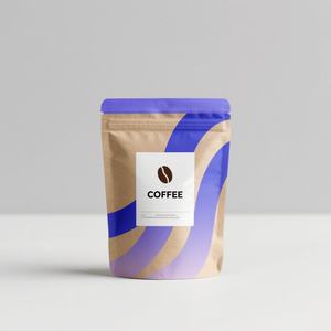 Sachet refermable biodégradable personnalisé avec logo imprimé pour emballage de thé, aliments, grains de café – Sac en papier kraft pour café - Product Image 1