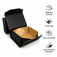 Boîte cadeau en carton ondulé imprimé sur mesure, 8 mm d'épaisseur, boîte pliante vernie pour emballage de cadeaux, cosmétiques, bijoux