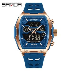 <span class=keywords><strong>Montre</strong></span> Sport <span class=keywords><strong>Homme</strong></span> SANDA 6235 Nouvelle Collection, Double Affichage, Cadran Tonneau, Multifonction, Étanche, Diamètre 41mm, Bracelet 20mm, Style Business Élégant - Product Image 5