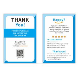 Hot Bán Tùy Chỉnh Sau Khi Bán Hàng Bưu Thiếp Thiệp Chúc Mừng Tốt Thương Mại Điện Tử Đánh Giá Dịch Vụ Cảm Ơn Bạn Thẻ Cho Amazon Người Bán - Product Image 5