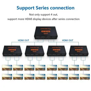 Répartiteur Full HD 4K x 2K HDMI 1 en 4 sorties Répartiteur HDMI 1x4 avec adaptateur secteur Duplicate/Mirror Screen Support 2K x 4K 2160P 3D Audio