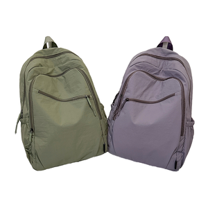 Solid Color Lightweight Fashion Zipper Large Size <b>Student</b> School <b>Backpack</b> Middle School Waterproof Nylon Fabric Casual Bag - Product Image 2
