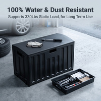 Boîte à outils en plastique empilable noire avec roulettes pour le rangement des outils de garage