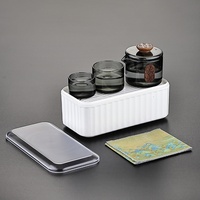 Service à thé de voyage moderne, luxueux, écologique et portable, en aluminium et mélamine, avec pot et quatre tasses, pour la maison et l'extérieur, en porcelaine fine pour le café