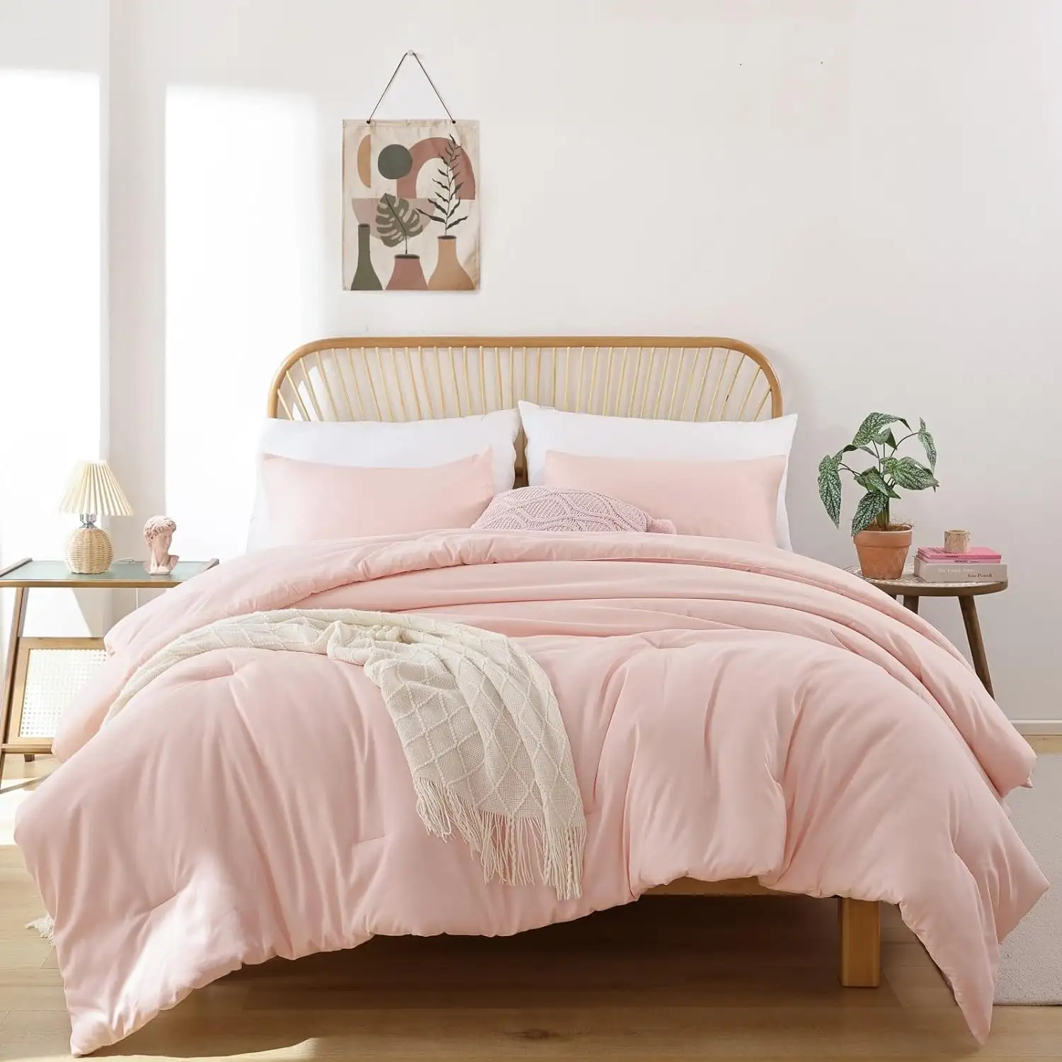 blush pink full size quilt set soft light and comfortable pink bedding easy to clean and clean pink bedding