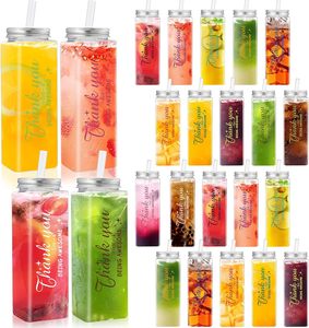 Bouteille en plastique PET transparente personnalisée de 300 ml et 500 ml avec bouchon à vis, recyclable, pour jus, café froid, boissons et bubble tea - Product Image 1