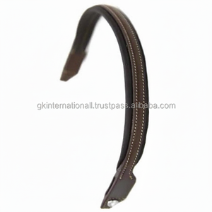 Frontalera para Caballo de Cuero Marrón de Primera Calidad, Hecha a Mano, con Doble Costura en Contraste y Acolchado, con Cierre de Botón a Presión - Product Image 1