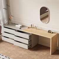 Coiffeuse moderne en MDF avec porte coulissante en verre, étagère réglable, design anti-chute, écologique, durable, à intensité variable, petite (70 cm)