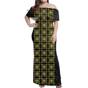 Sleeveless Bodycon Dress Foto Wanita Gemuk Cantik Polynesian Tribal Samoa Tapa Floral Print Custom Plus Size Women"s Dress