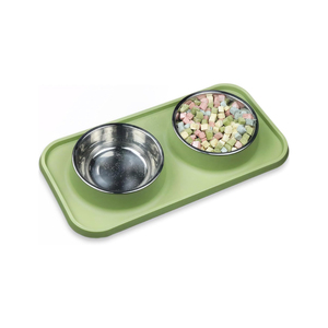 Custom Luxurious Eco-Friendly Automatic Dog Bowl Set Double Bowls Non-Slip Silicone Rounded Stainless Steel Outdoor/<b>Travel</b> Use - Product Image 1