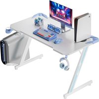 Bureau de jeu AJUNION Base en forme de Z Bureau d'ordinateur Cadre en métal Table de jeu Jonction triangulaire Bureau de bureau Capacité de charge lourde