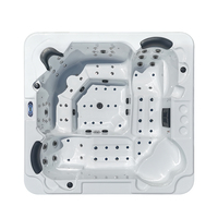 Hydrorelax Spa de Luxe 5 Personnes en Acrylique Moderne Autoportant avec LED, pour Jardin, Massage Extérieur, Bain à Remous avec Drain et Filtre Intégrés